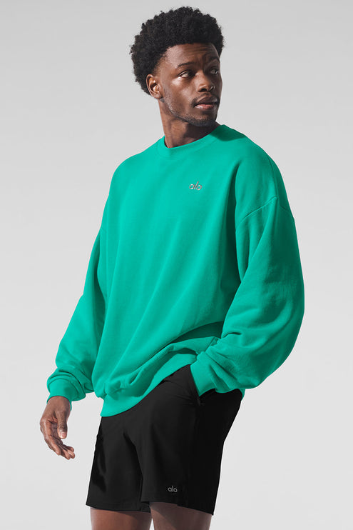alo Men's Accolade Crew Neck Pullover - Spruce Green