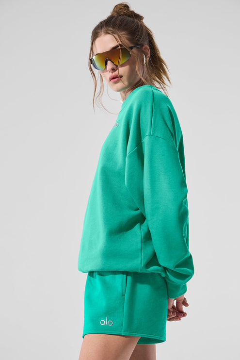alo Women's Accolade Crew Neck Pullover - Spruce Green