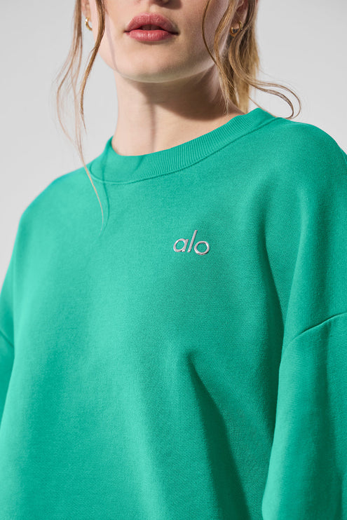 alo Women's Accolade Crew Neck Pullover - Spruce Green
