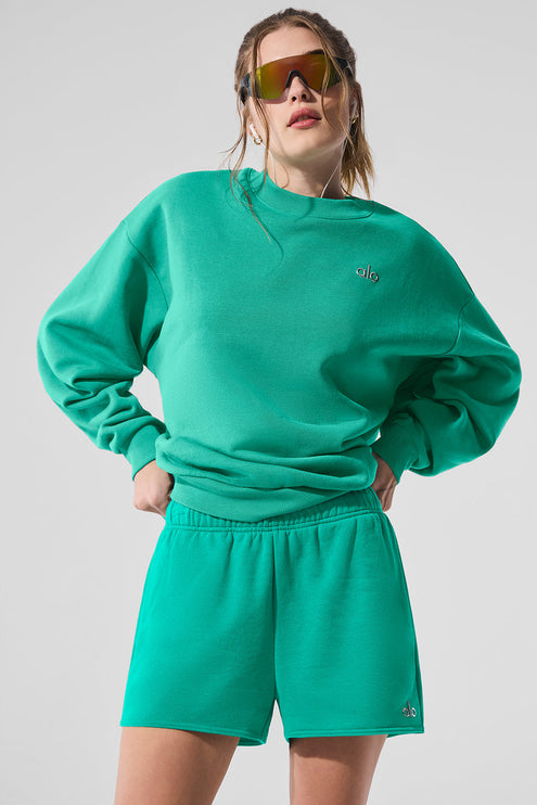 alo Women's Accolade Crew Neck Pullover - Spruce Green