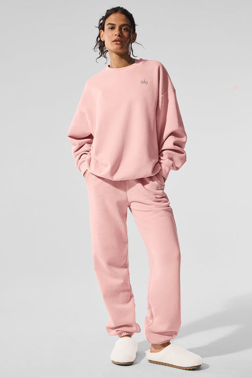 alo Women's Accolade Crew Neck Pullover - Pink Quartz
