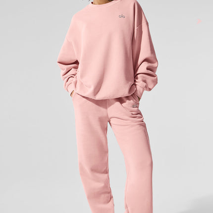alo Women's Accolade Crew Neck Pullover - Pink Quartz