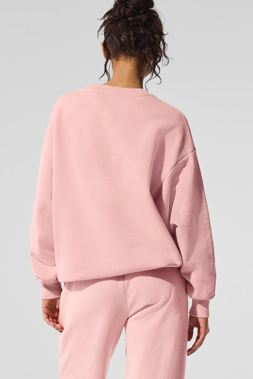 alo Women's Accolade Crew Neck Pullover - Pink Quartz