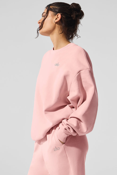 alo Women's Accolade Crew Neck Pullover - Pink Quartz