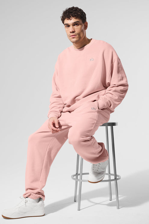 alo Men's Accolade Crew Neck Pullover - Pink Quartz