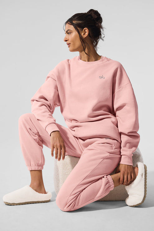 alo Women's Accolade Crew Neck Pullover - Pink Quartz