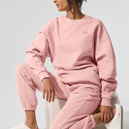 alo Women's Accolade Crew Neck Pullover - Pink Quartz