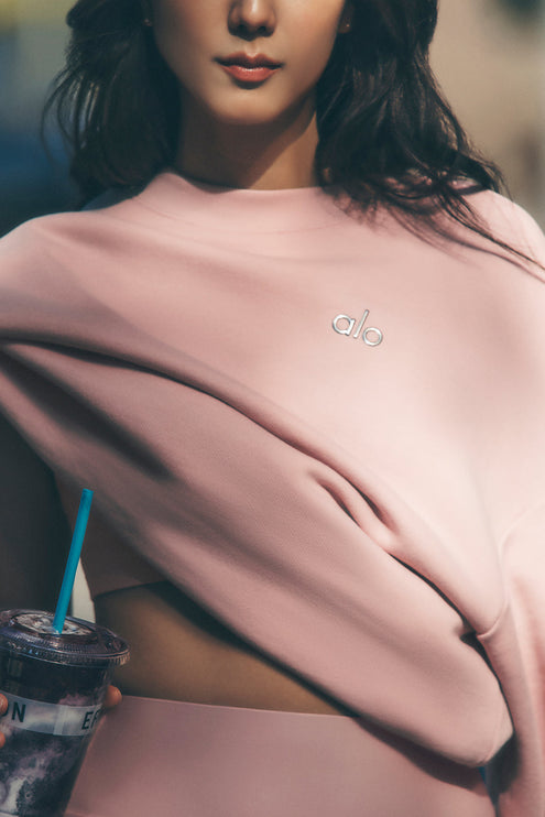 alo Women's Accolade Crew Neck Pullover - Pink Quartz