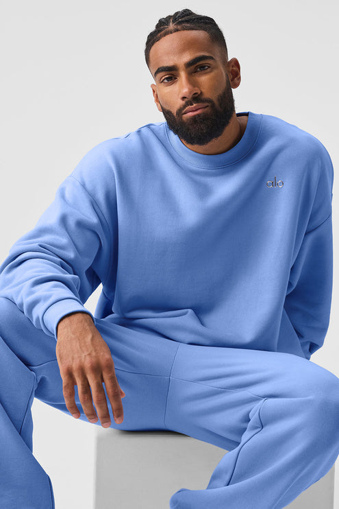 alo Men's Accolade Crew Neck Pullover - Crystal Clear Blue