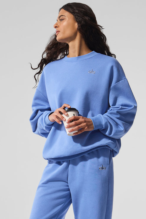 alo Women's Accolade Crew Neck Pullover - Crystal Clear Blue