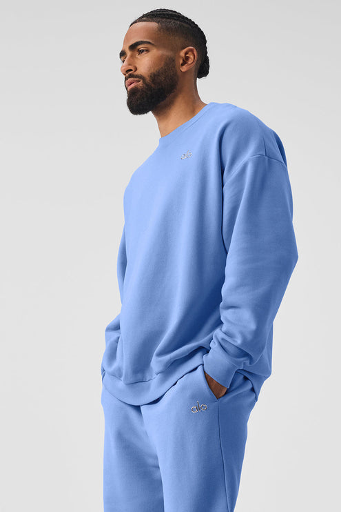 alo Men's Accolade Crew Neck Pullover - Crystal Clear Blue