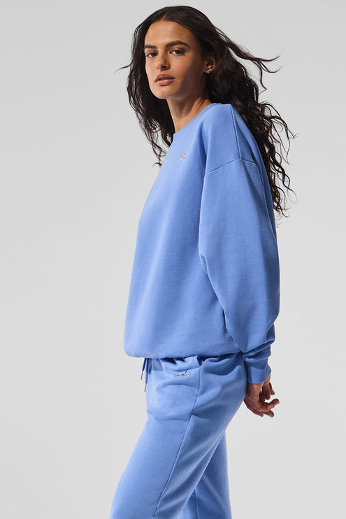 alo Women's Accolade Crew Neck Pullover - Crystal Clear Blue