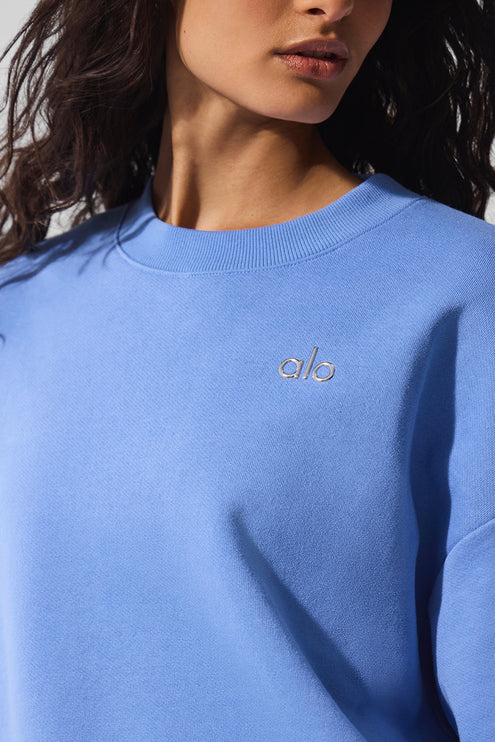 alo Women's Accolade Crew Neck Pullover - Crystal Clear Blue