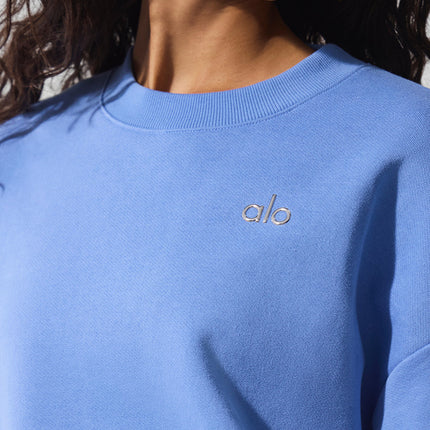alo Women's Accolade Crew Neck Pullover - Crystal Clear Blue