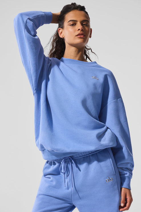 alo Women's Accolade Crew Neck Pullover - Crystal Clear Blue