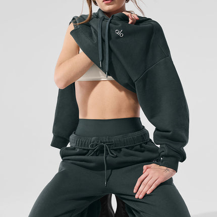 alo Women's Accolade Hoodie - Charcoal Green