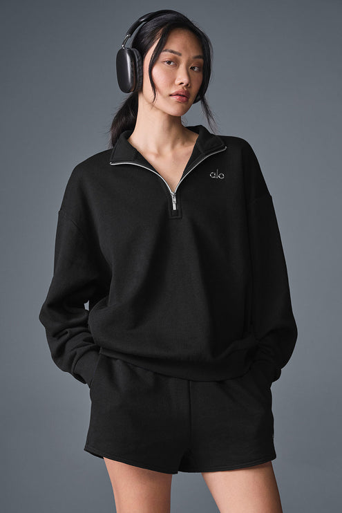 alo Women's Accolade 1/4 Zip Pullover - Black