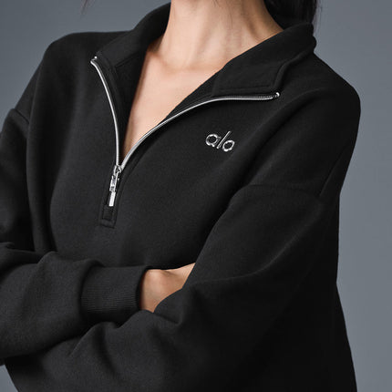 alo Women's Accolade 1/4 Zip Pullover - Black