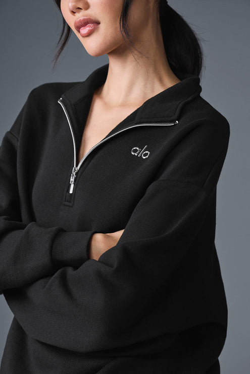 alo Women's Accolade 1/4 Zip Pullover - Black