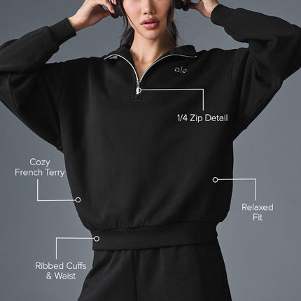 alo Women's Accolade 1/4 Zip Pullover - Black
