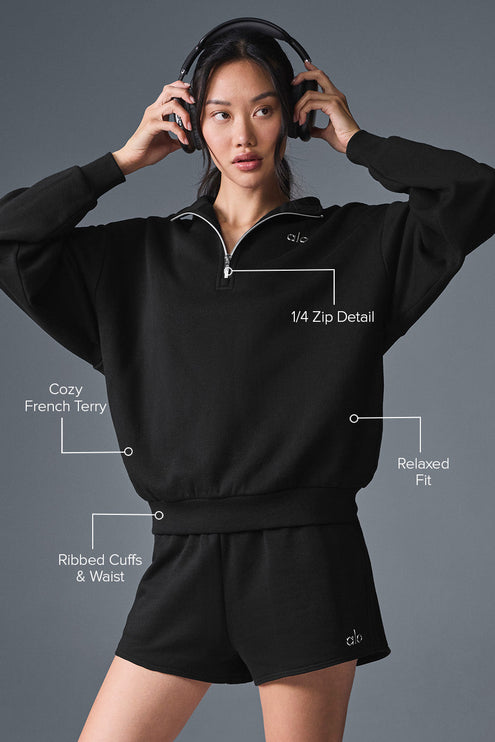 alo Women's Accolade 1/4 Zip Pullover - Black