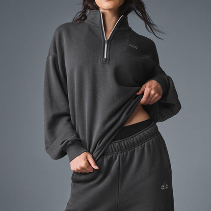 alo Women's Accolade 1/4 Zip Pullover - Anthracite