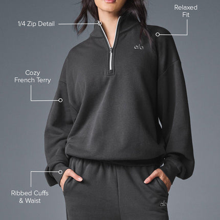alo Women's Accolade 1/4 Zip Pullover - Anthracite