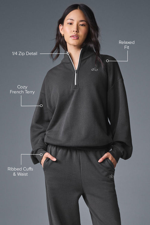 alo Women's Accolade 1/4 Zip Pullover - Anthracite