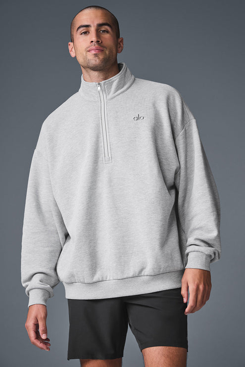 alo Men's Accolade 1/4 Zip Pullover - Athletic Heather Grey