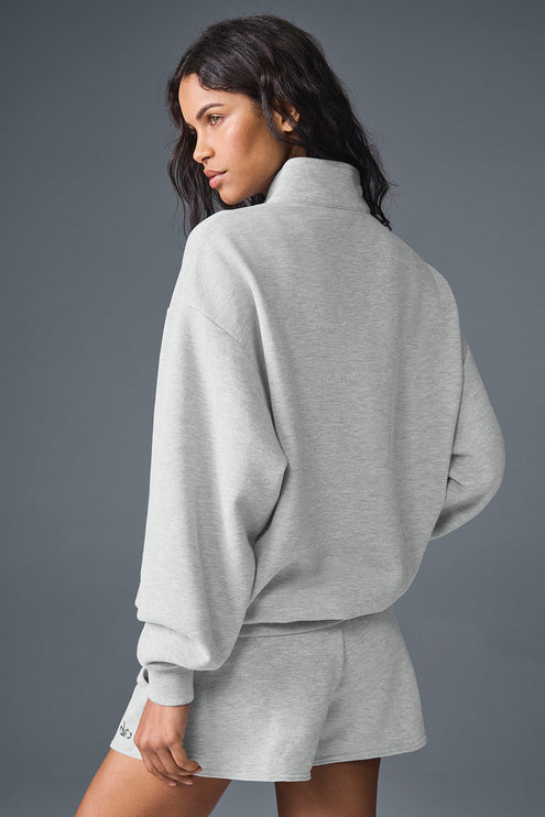 alo Women's Accolade 1/4 Zip Pullover - Athletic Heather Grey