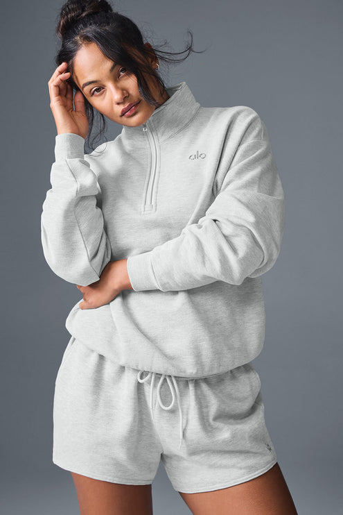 alo Women's Accolade 1/4 Zip Pullover - Athletic Heather Grey