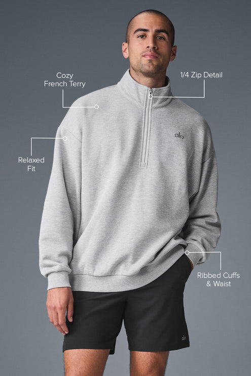 alo Men's Accolade 1/4 Zip Pullover - Athletic Heather Grey