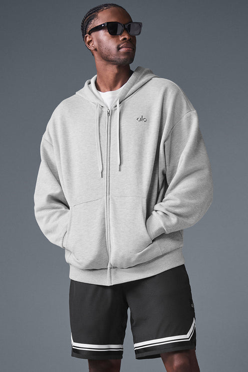 alo Men's Accolade Full Zip Hoodie - Athletic Heather Grey