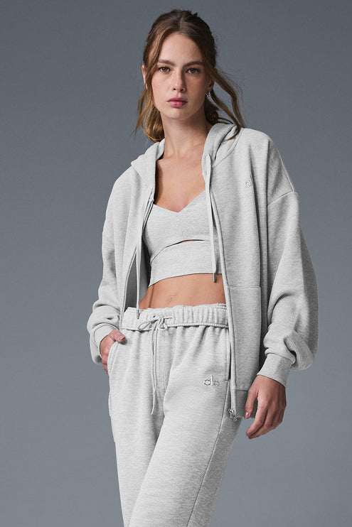 alo Women's Accolade Full Zip Hoodie - Athletic Heather Grey