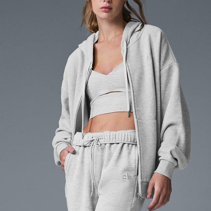 alo Women's Accolade Full Zip Hoodie - Athletic Heather Grey