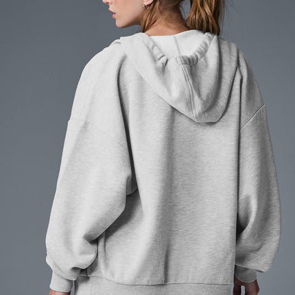 alo Women's Accolade Full Zip Hoodie - Athletic Heather Grey