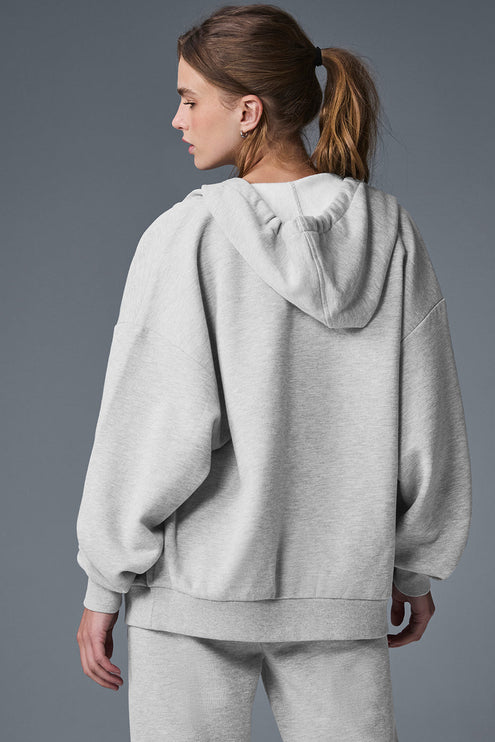 alo Women's Accolade Full Zip Hoodie - Athletic Heather Grey
