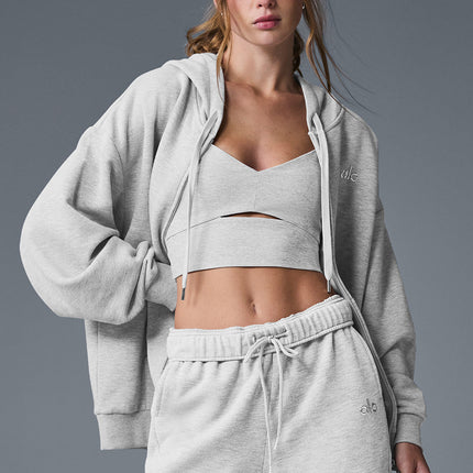 alo Women's Accolade Full Zip Hoodie - Athletic Heather Grey