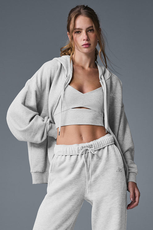 alo Women's Accolade Full Zip Hoodie - Athletic Heather Grey