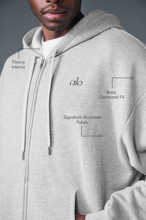 alo Men's Accolade Full Zip Hoodie - Athletic Heather Grey