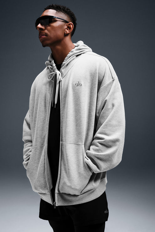 alo Men's Accolade Full Zip Hoodie - Athletic Heather Grey