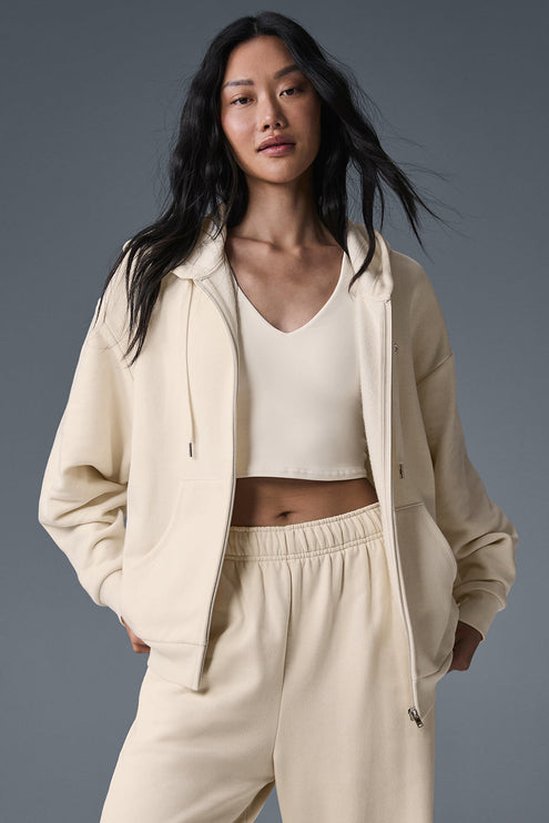 alo Women's Accolade Full Zip Hoodie - Oat Milk