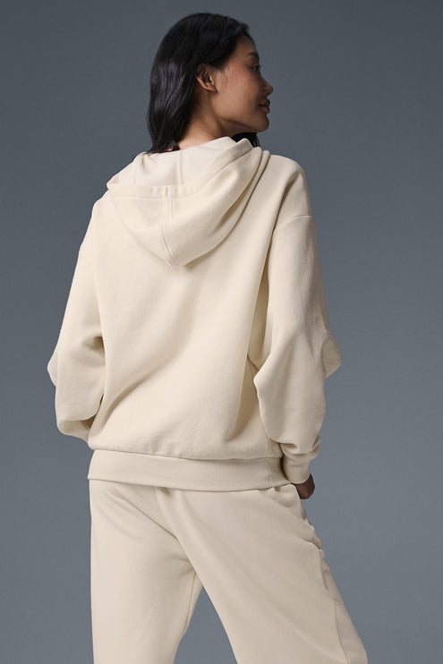 alo Women's Accolade Full Zip Hoodie - Oat Milk