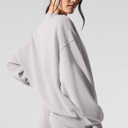 alo Women's Washed Accolade Crew Neck Pullover - Grey Sky Wash