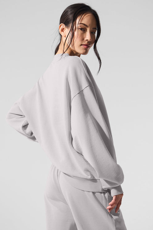 alo Women's Washed Accolade Crew Neck Pullover - Grey Sky Wash