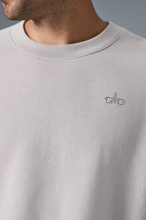 alo Men's Washed Accolade Crew Neck Pullover - Grey Sky Wash