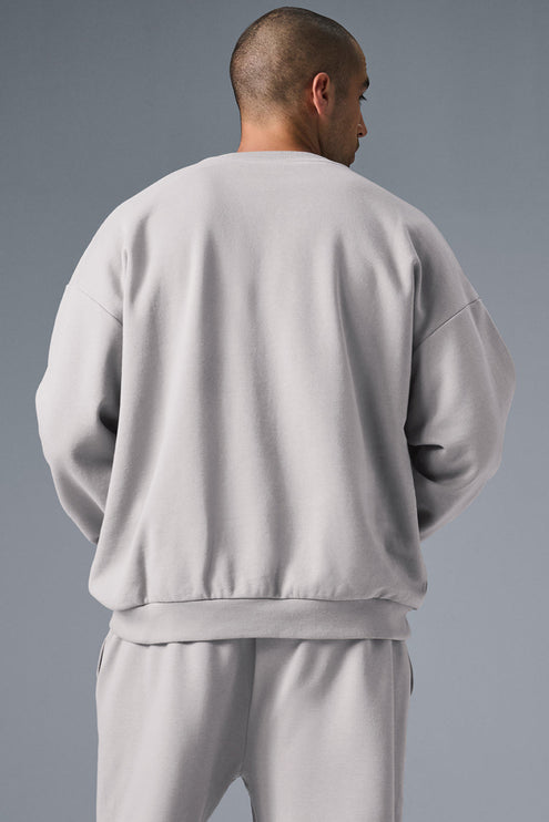 alo Men's Washed Accolade Crew Neck Pullover - Grey Sky Wash