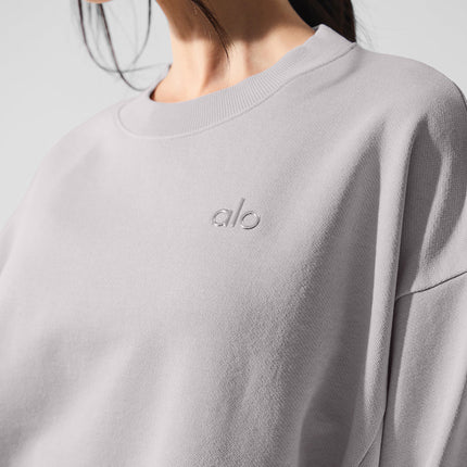 alo Women's Washed Accolade Crew Neck Pullover - Grey Sky Wash