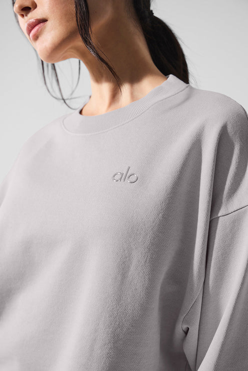 alo Women's Washed Accolade Crew Neck Pullover - Grey Sky Wash