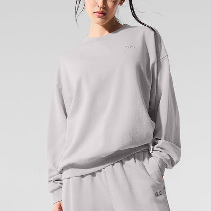 alo Women's Washed Accolade Crew Neck Pullover - Grey Sky Wash